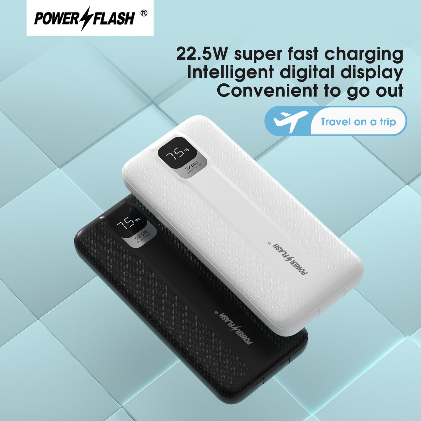 DonFang 10000mAh Dual line fast charging mobile power bank, 22.5W/PD20W Type-C&USB fast charging, With LED Power Display, Suitable for Smartphones, Outdoor camping & hiking and Household Use