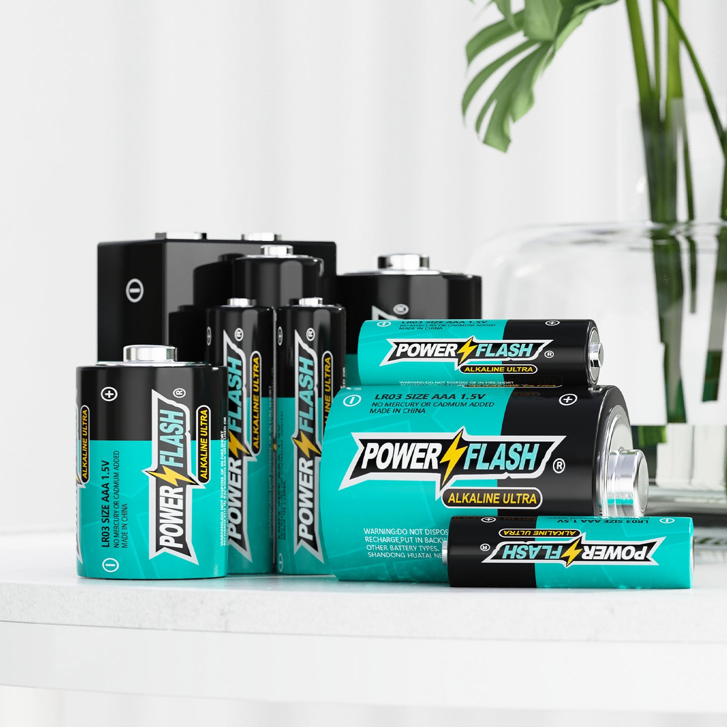 POWER FLASH Alkaline D Batteries, Provide Long Lasting Power, 10 Year Warranty, for Home and Office Equipment