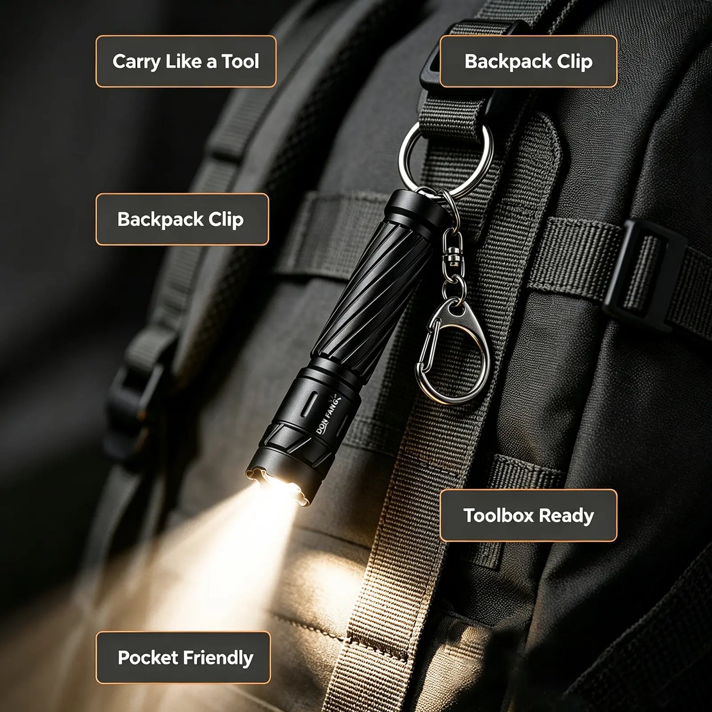 Mini Tactical Flashlight - Dry Battery Powered Pocket Work Light Donfang