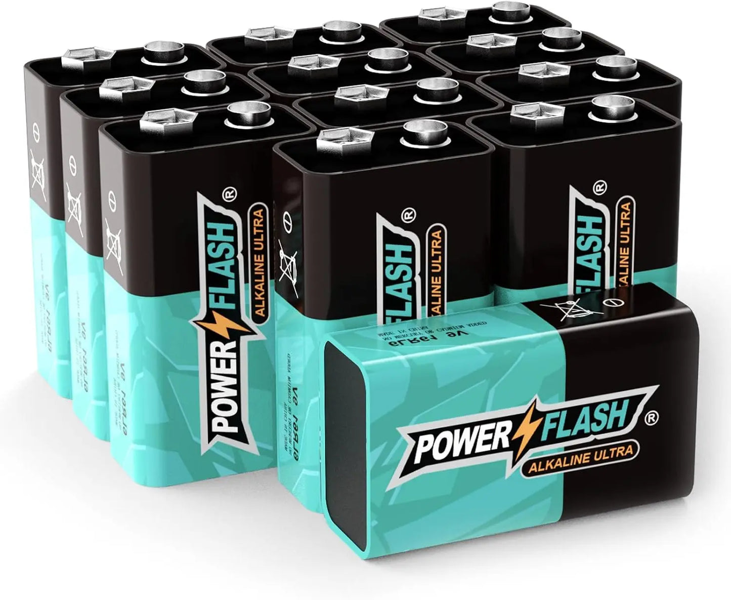 Power Flash 9V Alkaline Ultra Batteries (12-Pack) - Long-Lasting Power-Donfang