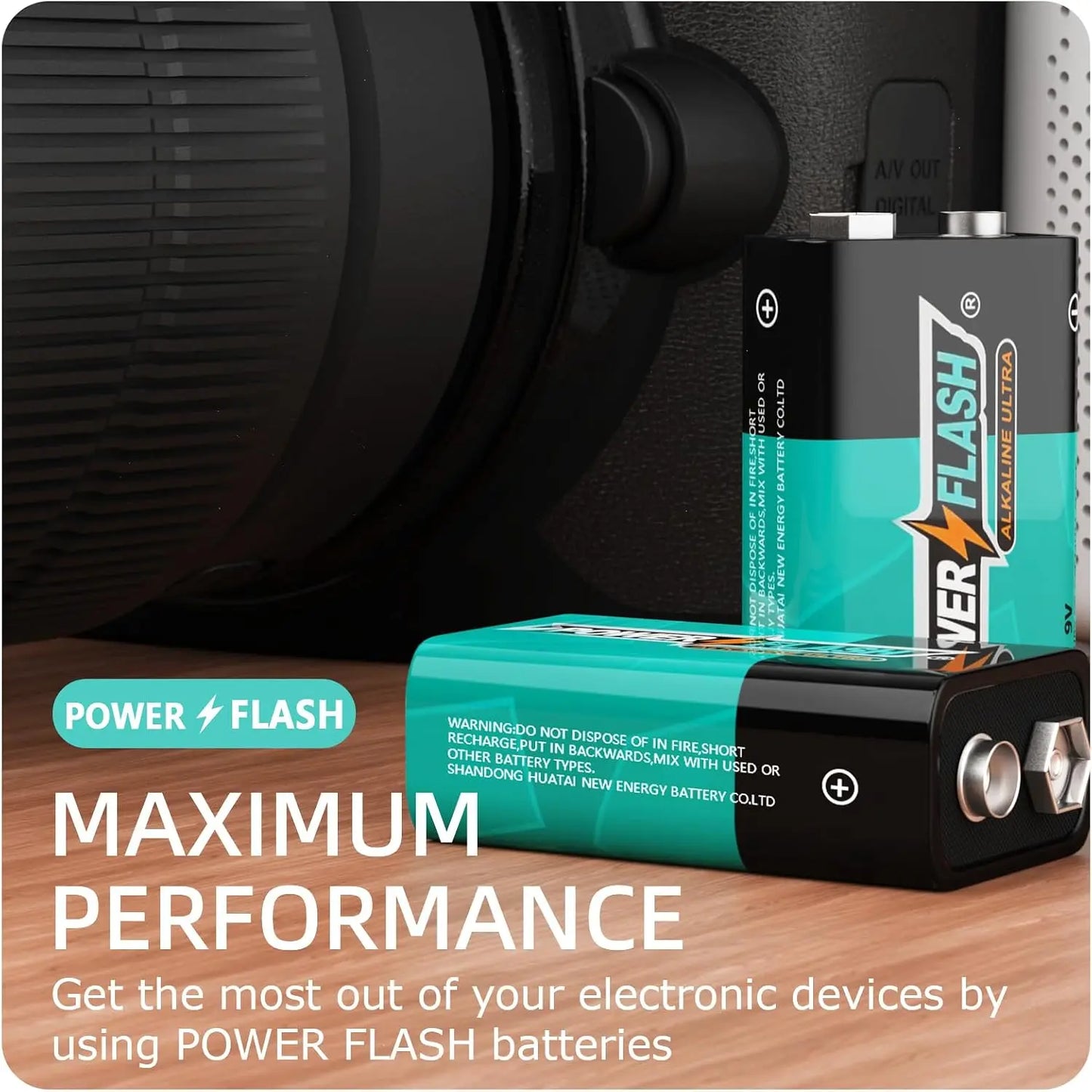 Power Flash 9V Alkaline Ultra Batteries (12-Pack) - Long-Lasting Power-Donfang