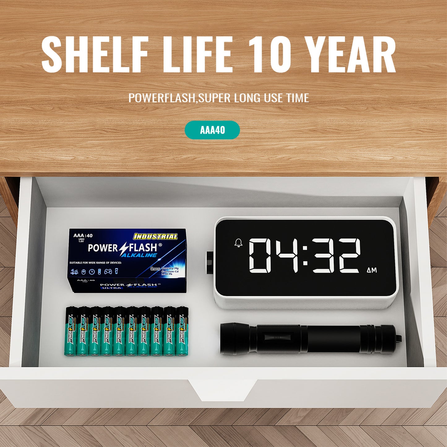 POWER FLASH AA/AAA Batteries Provide Long Lasting Power, 10 Year Warranty